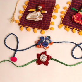  Handmade Fabric Flower Rakhi (Set of 2)