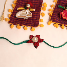 Handmade Fabric Flower Rakhi (Set of 2)