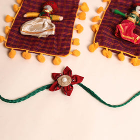  Handmade Fabric Flower Rakhi (Set of 2)