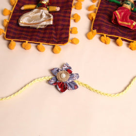  Handmade Fabric Flower Rakhi (Set of 2)