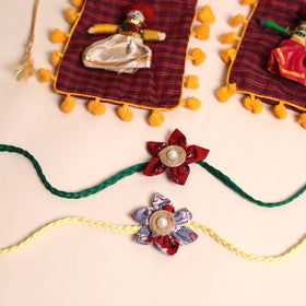  Handmade Fabric Flower Rakhi (Set of 2)