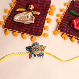  Handmade Fabric Flower Rakhi (Set of 2)