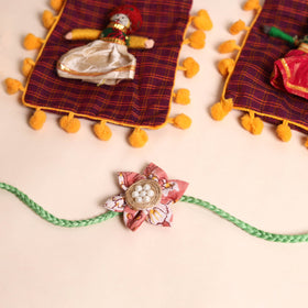  Handmade Fabric Flower Rakhi (Set of 2)