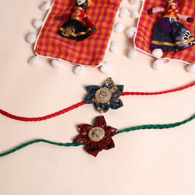  Handmade Fabric Flower Rakhi (Set of 2)