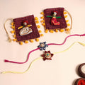  Handmade Fabric Flower Rakhi (Set of 2)