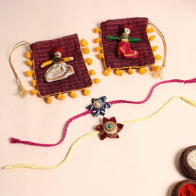  Handmade Fabric Flower Rakhi (Set of 2)