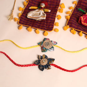  Handmade Fabric Flower Rakhi (Set of 2)