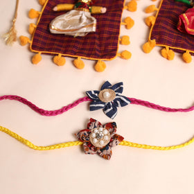  Handmade Fabric Flower Rakhi (Set of 2)