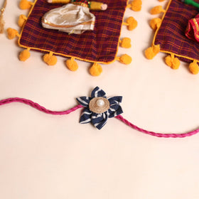  Handmade Fabric Flower Rakhi (Set of 2)