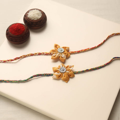  Handmade Fabric Flower Rakhi (Set of 2)