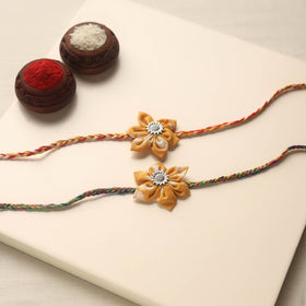  Handmade Fabric Flower Rakhi (Set of 2)