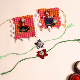  Handmade Fabric Flower Rakhi (Set of 2)