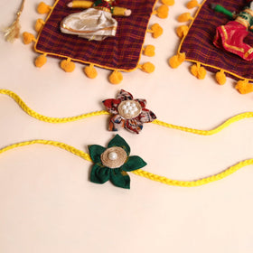  Handmade Fabric Flower Rakhi (Set of 2)
