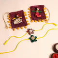  Handmade Fabric Flower Rakhi (Set of 2)