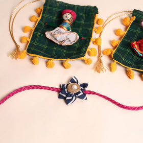  Handmade Fabric Flower Rakhi (Set of 2)