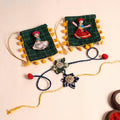  Handmade Fabric Flower Rakhi (Set of 2)