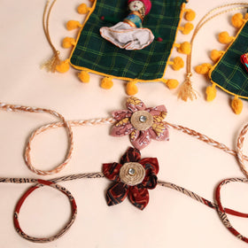  Handmade Fabric Flower Rakhi (Set of 2)