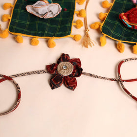  Handmade Fabric Flower Rakhi (Set of 2)