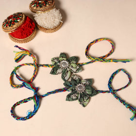  Handmade Fabric Flower Rakhi (Set of 2)