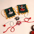  Handmade Fabric Flower Rakhi (Set of 2)