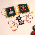  Handmade Fabric Flower Rakhi (Set of 2)
