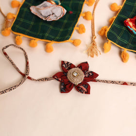  Handmade Fabric Flower Rakhi (Set of 2)