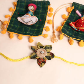  Handmade Fabric Flower Rakhi (Set of 2)