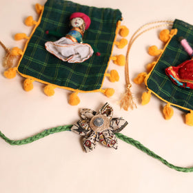  Handmade Fabric Flower Rakhi (Set of 2)