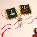  Handmade Fabric Flower Rakhi (Set of 2)