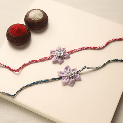  Handmade Fabric Flower Rakhi (Set of 2)