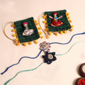  Handmade Fabric Flower Rakhi (Set of 2)