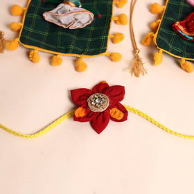  Handmade Fabric Flower Rakhi (Set of 2)