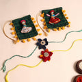  Handmade Fabric Flower Rakhi (Set of 2)