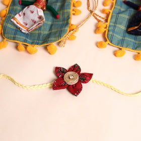  Handmade Fabric Flower Rakhi (Set of 2)