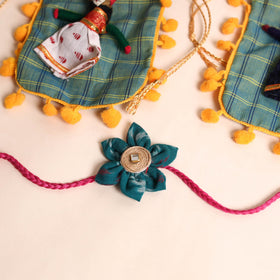  Handmade Fabric Flower Rakhi (Set of 2)