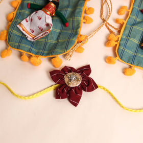  Handmade Fabric Flower Rakhi (Set of 2)
