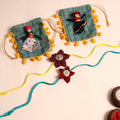  Handmade Fabric Flower Rakhi (Set of 2)