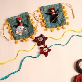  Handmade Fabric Flower Rakhi (Set of 2)
