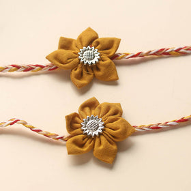  Handmade Fabric Flower Rakhi (Set of 2)