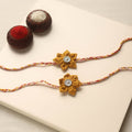  Handmade Fabric Flower Rakhi (Set of 2)