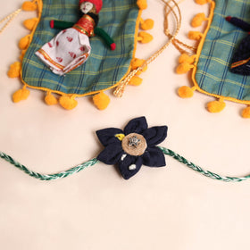  Handmade Fabric Flower Rakhi (Set of 2)