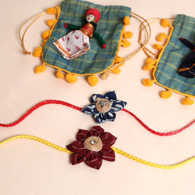  Handmade Fabric Flower Rakhi (Set of 2)