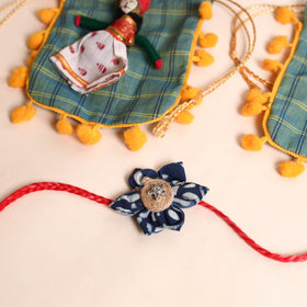  Handmade Fabric Flower Rakhi (Set of 2)