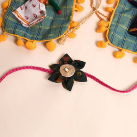  Handmade Fabric Flower Rakhi (Set of 2)