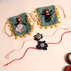  Handmade Fabric Flower Rakhi (Set of 2)