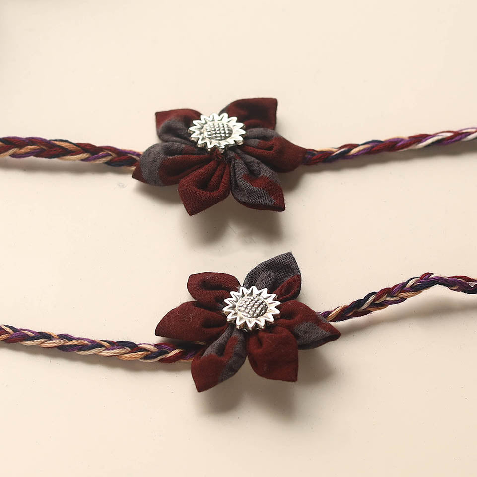  Handmade Fabric Flower Rakhi (Set of 2)