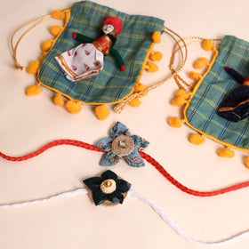  Handmade Fabric Flower Rakhi (Set of 2)
