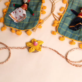  Handmade Fabric Flower Rakhi (Set of 2)
