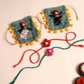  Handmade Fabric Flower Rakhi (Set of 2)