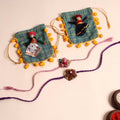  Handmade Fabric Flower Rakhi (Set of 2)